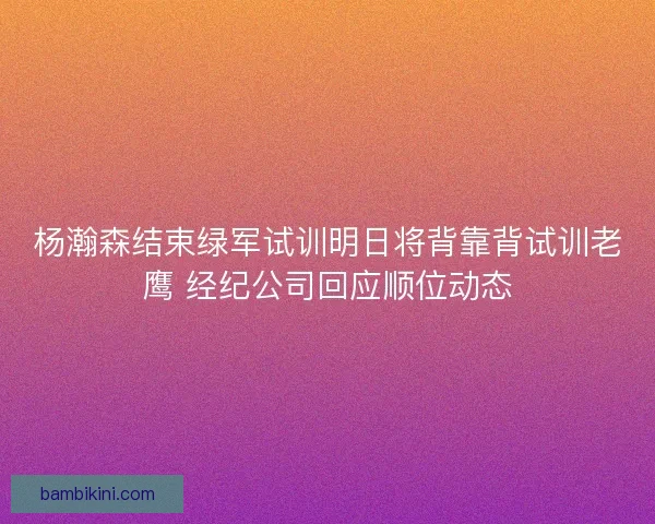 杨瀚森结束绿军试训明日将背靠背试训老鹰 经纪公司回应顺位动态